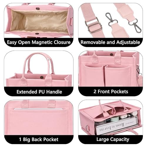ZHMO Canvas Tote Bag for Women,Women's Bags Crossbody Bags Work Laptop Tote Bag Large Handbags Purse for Travel Nurse Teacher thumbnail 5