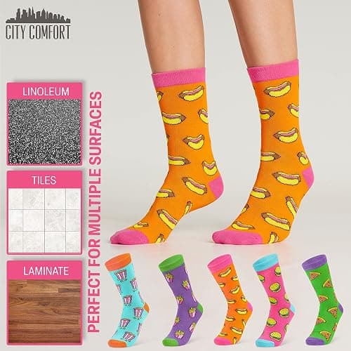 CityComfort Womens Socks 5 Pack Gifts for Women Teens Cute Calf Length Socks Vibrant Colours Breathable Casual Sports Work thumbnail 7