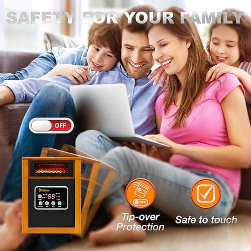 Dr Infrared Heater Portable Space Heater, Original, 1500-Watt, Cherry (Pack of 1) thumbnail 4