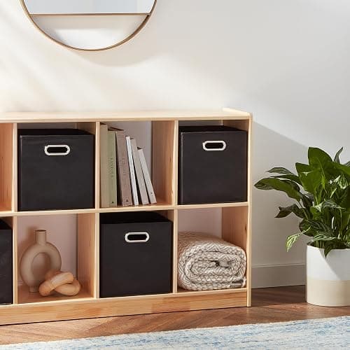 Amazon Basics Collapsible Fabric Storage Cubes with Oval Grommets - 6-Pack, Black thumbnail 2