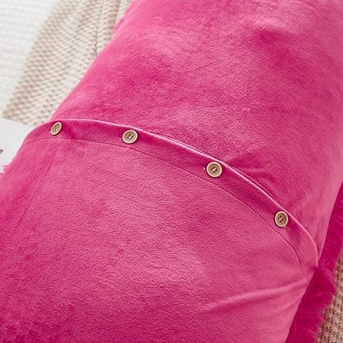 WERDIM Shaggy Fluffy Faux Fur Body Pillow Cover 21"x54" Button Closure Velvet Pillow Shams Throw Body Pillowcase Long Decorative Bed Pillow Case(Hot Pink, 21 X 54 Inches) thumbnail 5