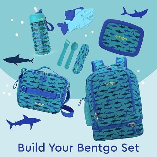 Bentgo Kids 2-in-1 Backpack & Insulated Lunch Bag - Durable 16” Backpack & Lunch Container in Unique Prints for School & Travel - Water Resistant, Padded & Large Compartments (Shark) thumbnail 5