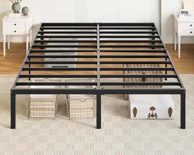 Allewie Queen Bed Frame, 14 inch Metal Platform Beds with Storage Space, No Box Spring Needed and Easy Assembly, Black - Image 1
