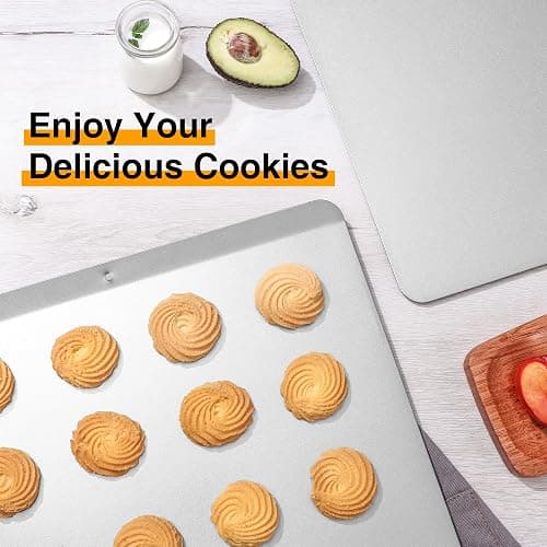 HONGBAKE 2 Pieces Large Flat Cookie Sheet No Edges, Nonstick Insulated Baking Pan, Commercial Oven Trays for Cooking, 16" X 14", Grey thumbnail 7
