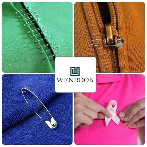 Wenrook 300 Pack Safety Pins Assorted, 4 Different Sizes, Strong Nickel Plated Steel, Safety Pins for Clothes, Crafts, Pinning and More thumbnail 6