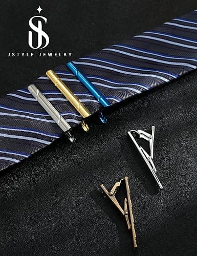 Jstyle 12 Pcs Tie Clips for Men Classic Tie Bar Clip for Regular Ties Black Gold Blue Silver Tone Necktie Gift Sets for Suit Accessories Men Father Wedding Anniversary Business thumbnail 6