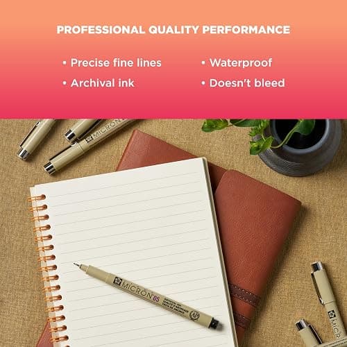 SAKURA Pigma Micron Fineliner Pens - Archival Black Ink Pens - Pens for Writing, Drawing, or Journaling - Assorted Point Sizes - 6 Pack thumbnail 4