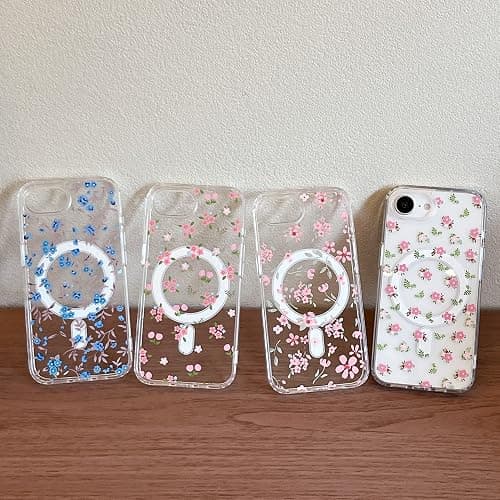 QLTYPRI Magnetic for iPhone 16e Case Compatible with Magsafe, Cute Floral Flower Aesthetic Phone Case Slim Clear Anti-Yellowing Shockproof Phone Cover for Girls Women - Pink thumbnail 7