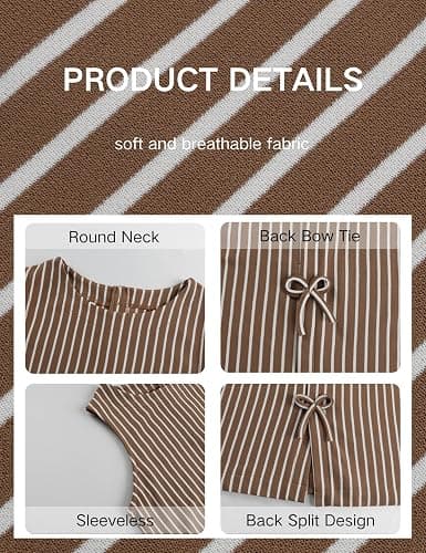 Xiaoxuemeng Womens Striped Top Sleeveless Cotton Tank Top Crewneck Casual Summer Vests thumbnail 3