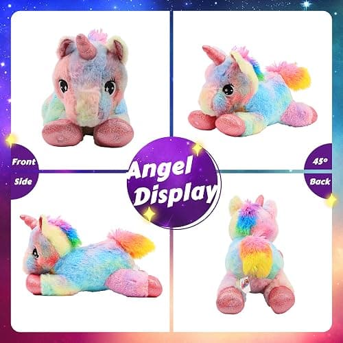 Easfan LED Unicorn Plush Light-up Stuffed Animal with Colorful Night Lights Glow in The Dark Birthday Festival for Kids Toddlers Girls Rainbow,10” thumbnail 8
