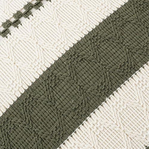 Fancy Homi Set of 1 Boho Olive Green Lumbar Decorative Throw Pillow Cover 12x20 Inch for Couch Bed Sofa Chair, Modern Organic Farmhouse Home Decor, Soft Cotton Cute Accent Rectangle Cushion Case thumbnail 4