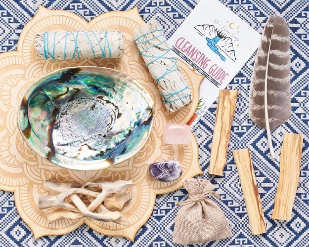 Home Cleansing & Smudging Kit with White Sage, Palo Santo, Abalone & Stand, Smudge Feather & Guide - Smudge Kit with Sage Smudge Sticks thumbnail 6