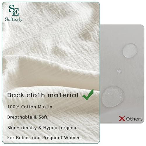 SE SOFTEXLY Muslin Duvet Cover King Size, 100% Washed Cotton Duvet Cover Set, Ultra Soft Comforter Cover Linen Like, 3 Pieces Minimalist Gauze Duvet Cover with 2 Pillowcases, 90"x104", White thumbnail 3