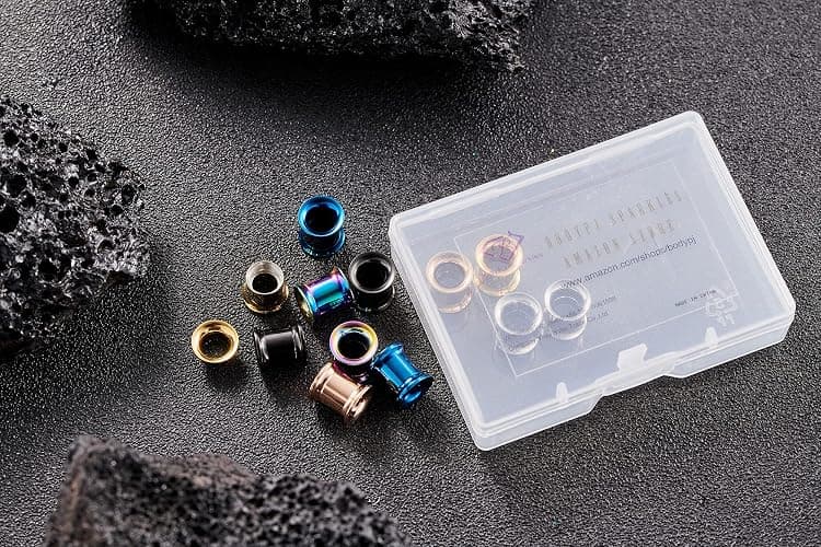 B BodyPJ Sparkles 3-6Pairs-Mix Color Surgical Steel Screw Tunnel Plugs Hollow Ear Expander Gauge Piercing thumbnail 2
