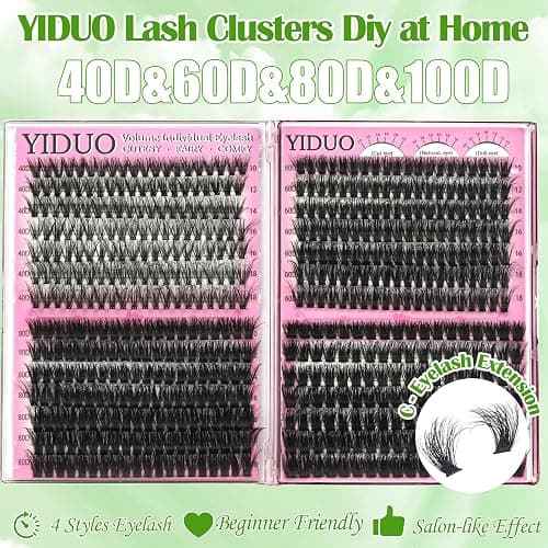 YIDUO 6 Box Mix Lashes Clusters Kit Gift Packs 1686Pcs with 2X Bond&Seal Volume Mega/Bottom Soft Extension False Eyelash D Curl Wispy Natural DIY Individual Fake Eyelashes for Beginners Bulk Pack thumbnail 5