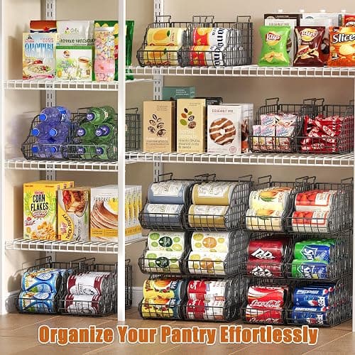 Sonyabecca 4-Pack Stackable Can Rack Organizer for Kitchen Pantry | Soda Can Organizer and Food Storage Dispenser for Pantry Cabinets. Foldable Wire Rack Keeps Canned Food Organized thumbnail 3