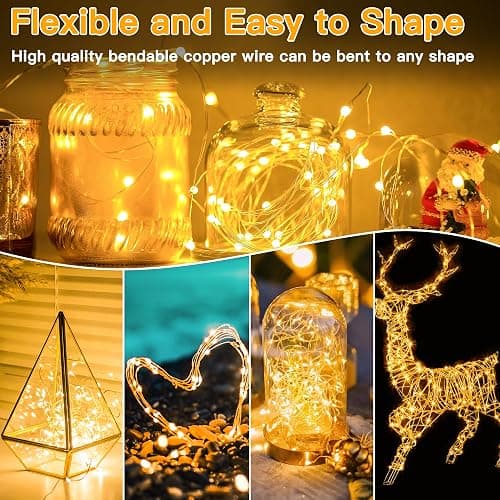 Hopexy 5M 50 LEDs Fairy Lights Battery Operated, Micro Copper Wire Bright Lighting String Light Battery Power for Gift Wrapping, Bottle, Wedding, Party for Indoor and Outdoor Decorations (Warm White) thumbnail 3