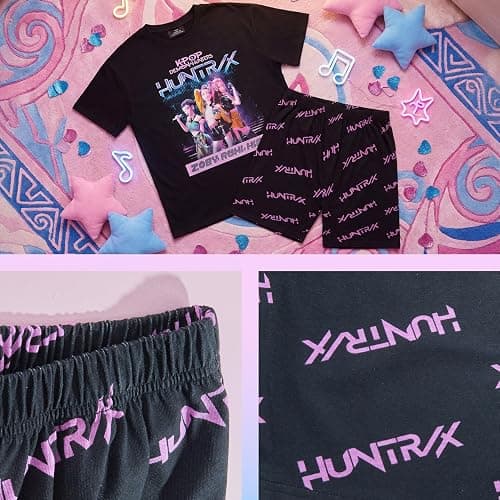 KPop Demon Hunters Officially Licensed 2-Pc Pajamas Set Girls, 5–14 Yrs, Soft PJs Lounge Set T Shirt Shorts, Gifts for Girls thumbnail 5