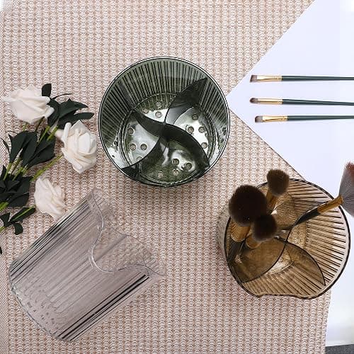 VOCOSTE Makeup Brush Cup, Makeup Organizer, 4 Slot Makeup Brush Holder, Cosmetics Storage Cup, for Vanity for Desktop, for Bathroom Countertops, Clear White thumbnail 7