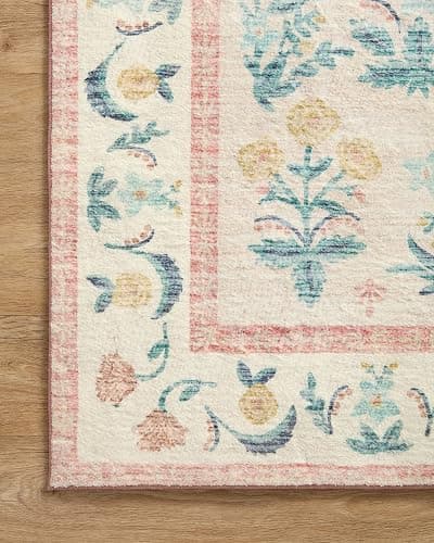 Loloi Rifle Paper Co. Eden Collection EDE-01 Mughal Rose Blush 2'-0" x 5'-0" Accent Rug feat. CloudPile™ thumbnail 5