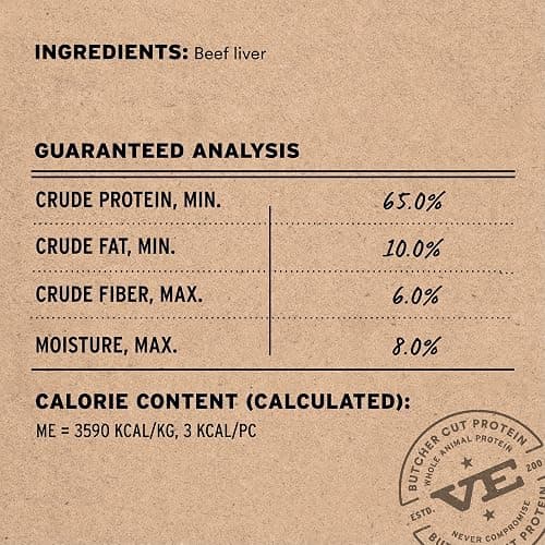 Vital Essentials Single Ingredient Beef Liver Dog Treats, 2.1 oz | Freeze-Dried Raw | Healthy, All Natural Training Treats | Grain Free, Gluten Free, Filler Free thumbnail 3