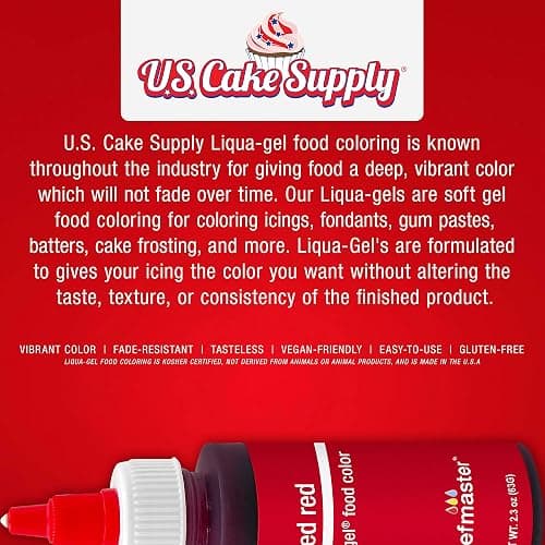 12 Food Color U.S. Cake Supply 2.3-Ounce Liqua-Gel Cake Food Coloring Variety Pack with Color Mixing Wheel - Made in the U.S.A. thumbnail 4