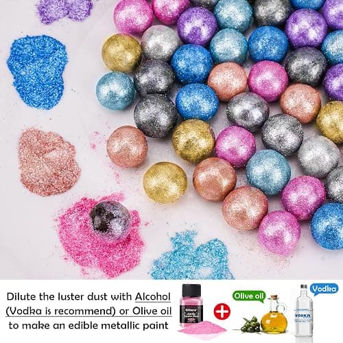 NiHome Edible Food-Grade Glimmer Powder Glitter Luster Dust Metallic Food Decorating Sprinkle Glimmery Dust for Drink Wine Beverage Cake Candy Dessert Bakery Restaurant Vegan (0.18oz/5g, Pink) thumbnail 6