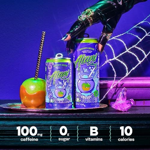 Alani Nu WITCHES BREW, Low Calorie Energy Drinks, 100mg Caffeine, Biotin, B Vitamins, Zero Sugar, 10 Calories or Less, 8 Fl Oz Cans, 12 Pack thumbnail 4