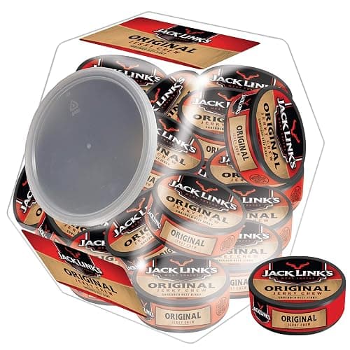 Jack Link's Beef Jerky Chew, Original Flavor Meat Snack, Shredded Jerky, Made with 100% Beef, Great Stocking Stuffers and Gifts, 0.32 Oz Per Snack Tin, 11.52 Oz Total (Pack of 36) - Image 1