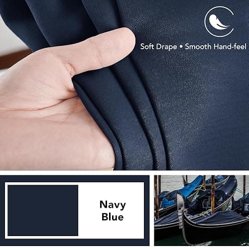 Deconovo Blackout Curtains, Thermal Insulated, W70 x L108 2 Panels, Back Tab, Machine Washable, Room-Darkening Drapes for Bedroom/Living Room Navy Blue thumbnail 8