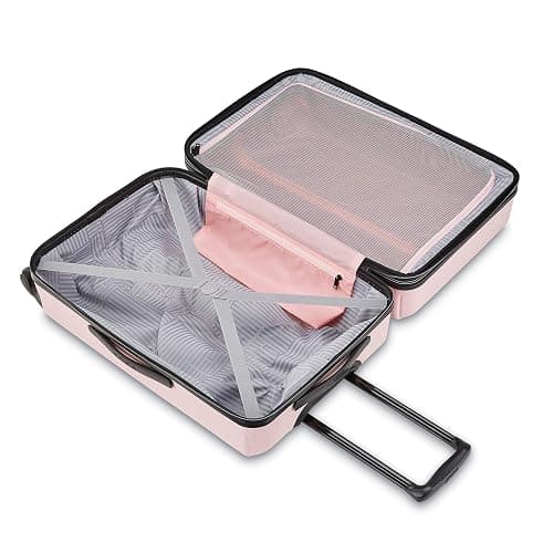 American Tourister Stratum XLT Expandable Hardside Luggage with Spinner Wheels, Pink Blush, Checked-Medium 24-Inch thumbnail 7