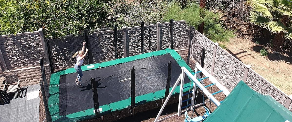 Happy Trampoline Pro Rectangle Trampoline - Heavy Duty 750lbs Jumping Capacity With Net Enclosure - Large Commercial Grade Rectangular Outdoor for Backyard Gymnastics thumbnail 4