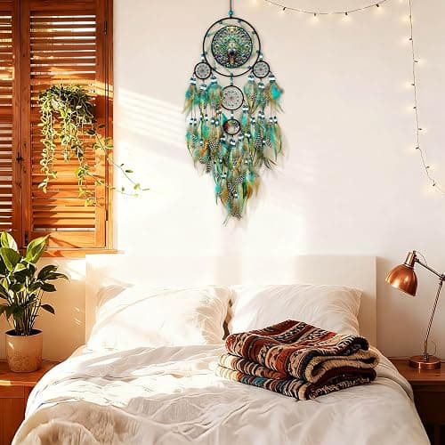 Large Dream Catchers,Dream Catchers for Adults,Dream Catcher Wall Hangings,Peacock Suncatcher,Stained Ornament,Gifts for Women,Lovers,Couple,Friend,Bestie thumbnail 4
