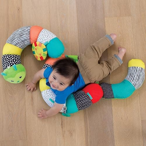 Infantino Prop-A-Pillar Tummy Time & Seated Support, Baby Floor Seat for Tummy Time & Early Sitting, Soft, Supportive, Engaging Toys, Caterpillar thumbnail 2