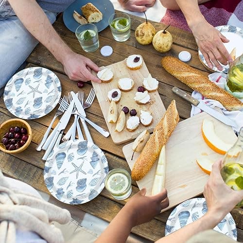 140 Pcs Ocean Seashell Beach Party Decorations Beach Theme Party Supplies Seashell Disposable Plates Paper Plates Napkins Forks for Kids Summer Birthday Baby Shower Serves 20 thumbnail 6