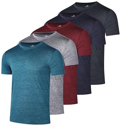 Real Essentials 5 Pack: Men’s Short Sleeve Dry Fit T-Shirts – Moisture Wicking Athletic Workout Gym Fitness Casual Tees - Image 1