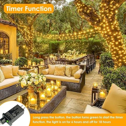 66Ft 200LED Fairy Lights Plug in with Remote, Waterproof String Lights Outdoor & Indoor 8 Modes with Timer, LED Twinkle Lights for Girl's Room Garden Patio Halloween Christmas Decorations (Warm White) thumbnail 4