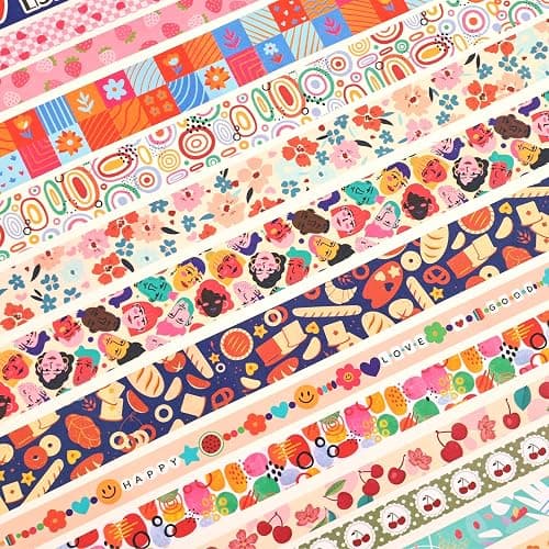 emmoolife 35 Rolls Washi Tape Set, Colorful Cute Floral Writable Decorative Tapes for Scrapbooking and Bullet Journaling, Junk Journal Supplies, DIY Planner Art, 5-30mm Wide 9.84ft Long/Roll thumbnail 5