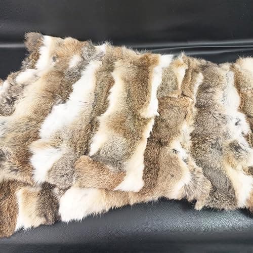 Natural Rabbit Fur Sofa Bed Throw Blanket,Rug,Rabbit Pelt Skin Fur Blankets/Plates Furry Soft Warm Lush Throw Home Decoration Reprocessed DIY Materials (21.65" x 43.3" Tan) thumbnail 8