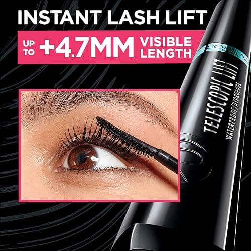 L'Oreal Paris Telescopic Lift Mascara, Lengthening and Volumizing Eye Makeup, Lash Lift with Up to 36HR Wear, Waterproof, Black, 0.33 Fl Oz thumbnail 4