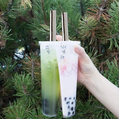 Youngever Reusable Stainless Steel Straws, with 2 Extra Wide Straws for Smoothie and Bubble Tea, to Go Bag, 20 Ounce and 30 Ounce Tumblers (Silver) thumbnail 2