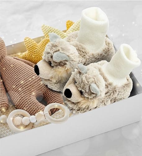 Puzzled DolliBu Gray Wolf Soft Plush Baby Shoes - Soft & Fluffy Wild Life Fleece Unisex Footwear with Stuffed Animal Wolf for Baby Boy or Girl - Fuzzy Indoor Slipper, Winter Foot Warmer - One Size thumbnail 6