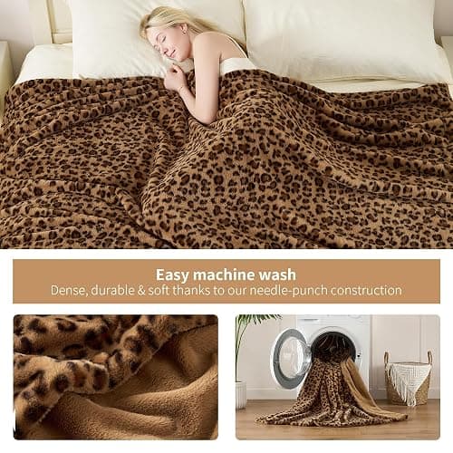 GALMAXS7 Cheetah Print Throw Blanket, Double-Sided Plush Faux Fur, 50"x60" | 500GSM Faux Fur,Double-Sided Leopard Design,Ultra Soft Plush Feel,All Season Cozy Blanket,No Shedding,Machine Washable thumbnail 9