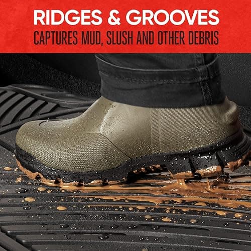 Motor Trend FlexTough Performance All Weather Rubber Car Floor Mats - 3 Piece Floor Mats Automotive Liners for Cars Truck SUV, Heavy-Duty Waterproof (Black) thumbnail 5