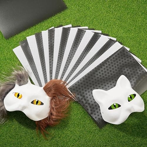 Seenelling 20 Pcs 11.81 x 7.87 Inch Eye Mesh for Therian Cosplay Mask PVC Plastic Mesh for Fursuit Waterproof Printable Canvas Sheets for Therian, DIY Fursuits, Furry Suit(No Eyes)(White,Black) thumbnail 5