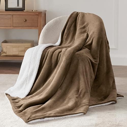 Bedsure GentleSoft Sherpa Fleece Twin Size Blanket for Couch, Non-Heated, Thick and Warm Throw for Women and Men, Soft Fuzzy Plush Twin Blanket for Winter, Camel, 60x80 Inches thumbnail 2