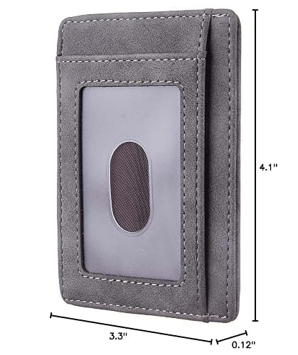 Travelambo Slim Wallet Front Pocket Minimalist Leather RFID Blocking Medium Size thumbnail 2