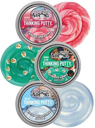 Crazy Aaron's Holiday Putty Mini Tins – 3 Pack (2025 Edition): Reindeer Games, Candy Cane Lane & Winter Wonderland – Glow & Color Change Putties – Sensory Holiday Fun – .46 oz Each - Image 1