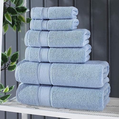 NOVA Luxury Linen - Hotel Quality Turkish Towel Set for Bathroom (6 Pcs Towel Set, Sky Blue) thumbnail 7