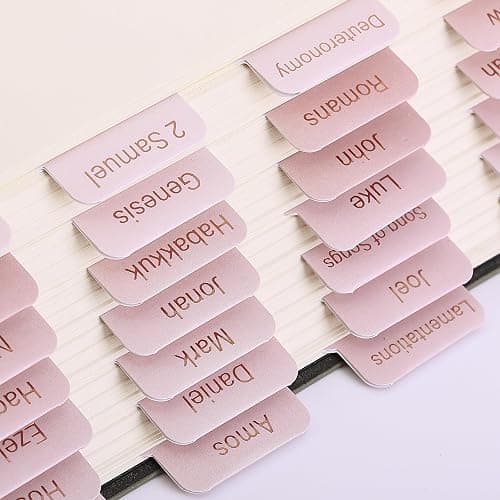 Mr. Pen- Bible Tabs, 75 Tabs, Pink Shades, Gold Foil Lettering | Laminated Bible Tabs for Women and Men, Bible Tabs for Study Bible, Bible Index Tabs, Bible Book Tabs, Bible Labels Tabs thumbnail 2